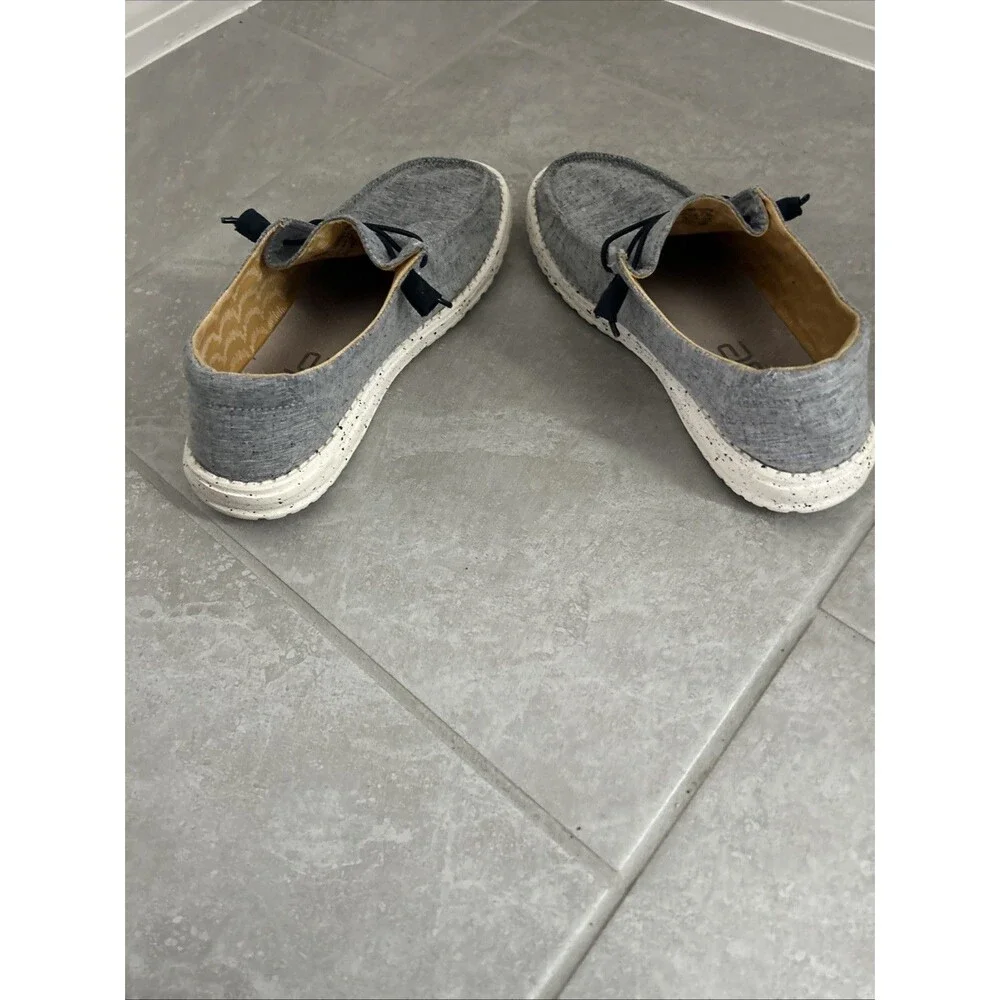 Hey Dude Wendy  Chambray White/Blue Size 9 Used No Box